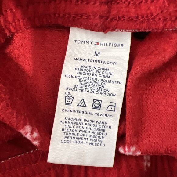 Tommy Hilfiger Fleece Pajamas Men Medium Red Ski Snowflake Print Pull On Sleep - Picture 3 of 10